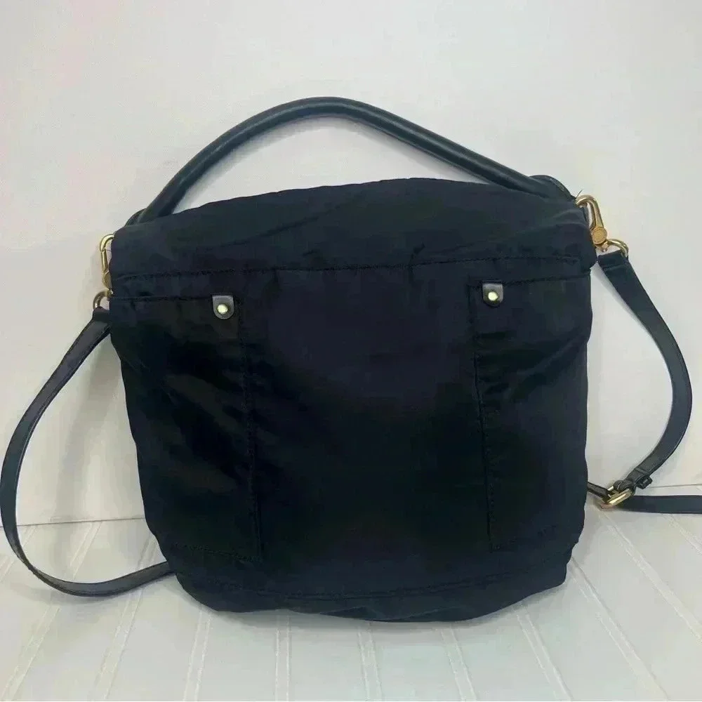 Marc By Marc Jacobs Preppy Black Nylon Hobo Crossbody Handbag‎ Gold Hardware